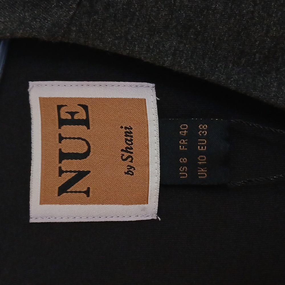 NUE by Shani, Elegant Grey Long Sleeve Dress. With Embishment Waistline, Size 8 - Picture 8 of 14